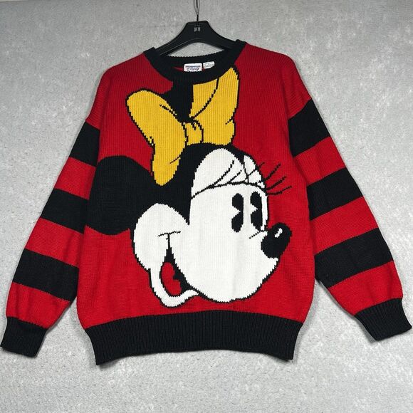 Disney Sweaters - VTG 90s Walt Disney Originals Minnie Mouse Knit Sweater Unisex Large Red